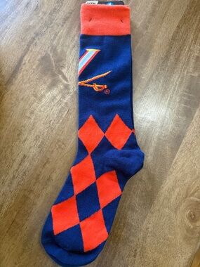 UVA Navy & Orange Argyle Dress Socks